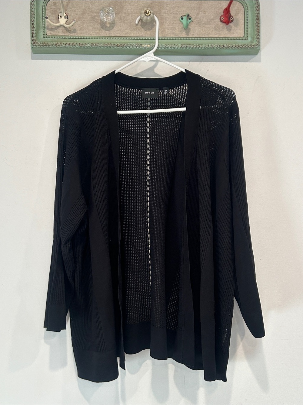 Cyrus Black Chic Open-Front Lightweight Knit Cardigan women’s plus size 3X top